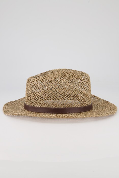 Chapeau en paille avec ruban en cuir