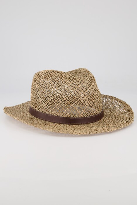 Chapeau en paille avec ruban en cuir