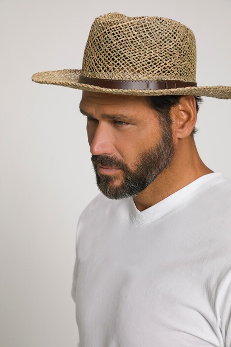 Chapeau en paille avec ruban en cuir
