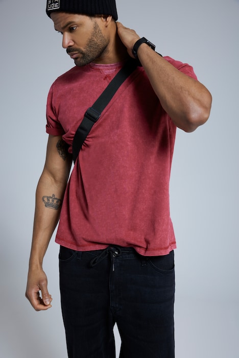 T-shirt STHUGE, effet acid washed (javellisé), col rond, manches courtes, jusqu'au 8 XL