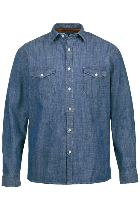 Džínová košile STHUGE, dlouhé rukávy, Modern Basic střih, Kent límeček, do 8XL