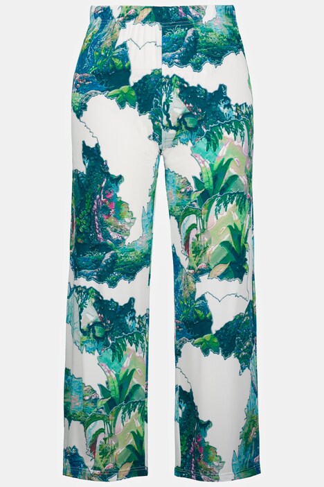 slinky broek, bedrukt, rechte pijpen, comfortabele band