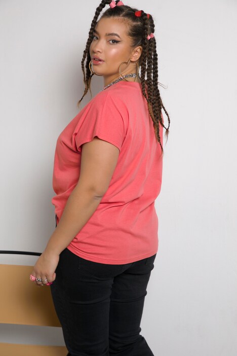 Camiseta de manga corta, oversized, cuello redondo