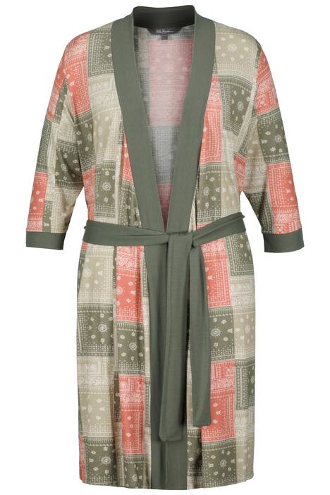Kimono, pačvork potisk, výstřih do V, 3/4 rukávy