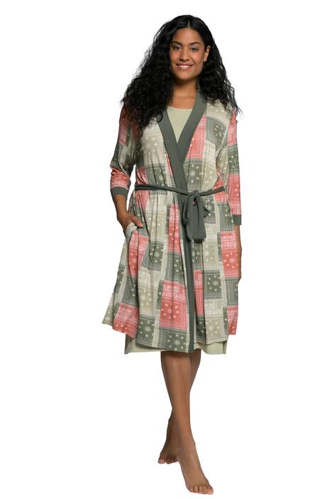 Kimono, pačvork potisk, výstřih do V, 3/4 rukávy
