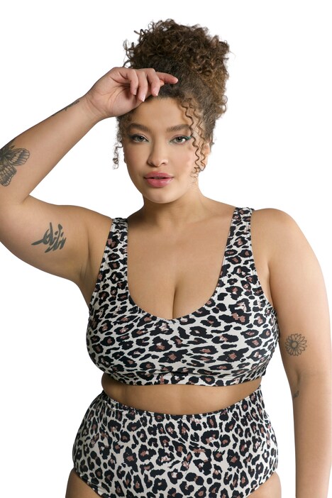 Bikiny top, měkké košíčky, leopardí potisk