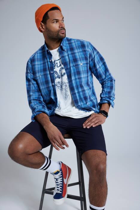 Chemise à carreaux STHUGE, manches longues, Modern Fit, col boutonné, jusqu'au 8 XL