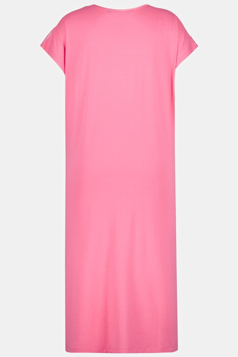 Lace Shoulder V-Neck Stretch Knit Nightgown