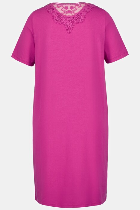 Chemise de nuit, broderie en dentelle, manches courtes