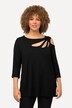 Asymmetric Petal Cutouts A-line Fit Stretch Knit Top