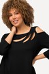 Asymmetric Petal Cutouts A-line Fit Stretch Knit Top