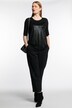 Foil Graphic Print Bead Accent Round Neck Stretch Knit Top