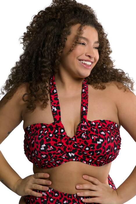 Bikiny top, měkké košíčky, barevný leopardí vzor, vázání za krk