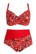 Bikiny, květovaný potisk, zavinovací vzhled, vysoký pas