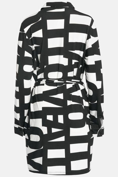 Midikleid, Identity, Schriftdruck, Hemdkragen, Langarm