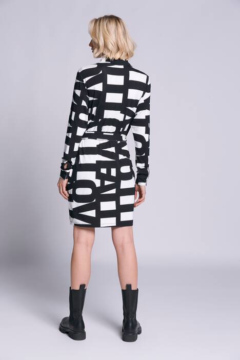 Midikleid, Identity, Schriftdruck, Hemdkragen, Langarm