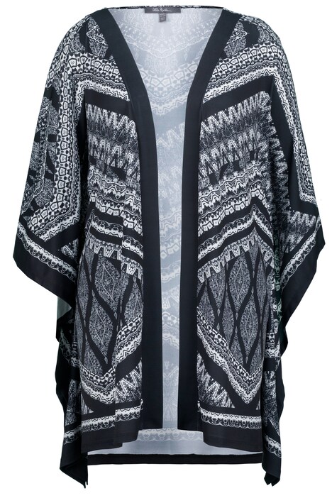 Kimono, kachlový potisk, oversize, otevřený střih, 3/4 rukávy