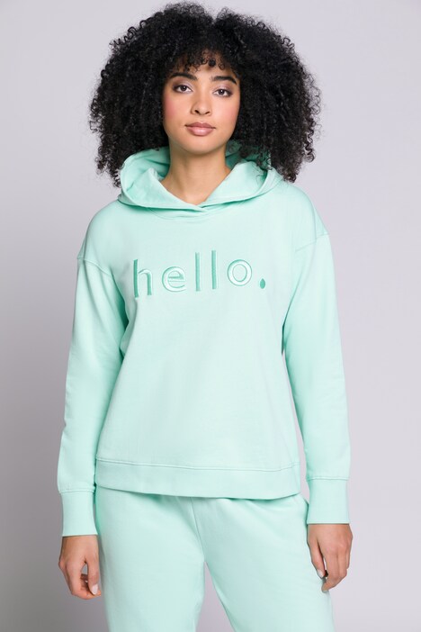 Hoodie, Sweater, HELLO-Stickerei, Kapuze, Langarm