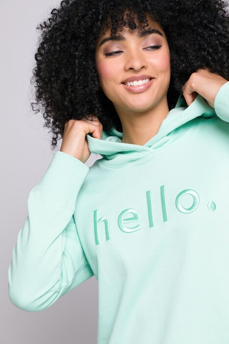 Hoodie, Sweater, HELLO-Stickerei, Kapuze, Langarm