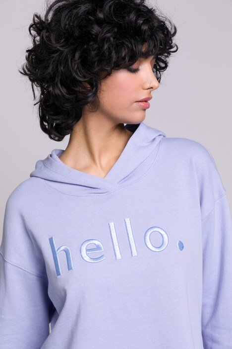 Hoodie, Sweater, HELLO-Stickerei, Kapuze, Langarm