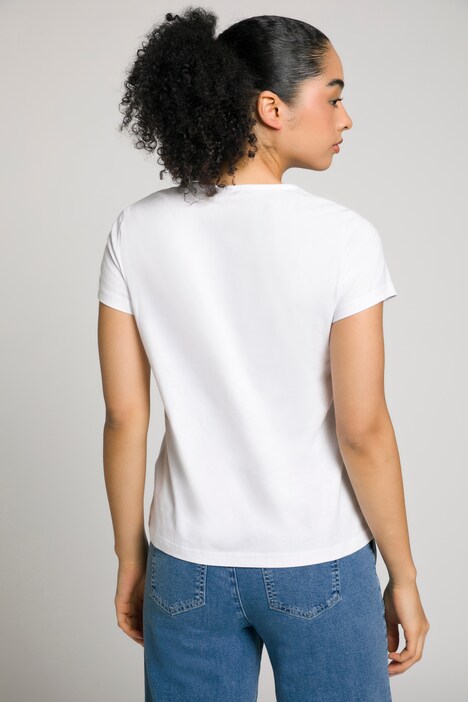 T-Shirt, HELLO-Stickerei, Rundhals, Halbarm