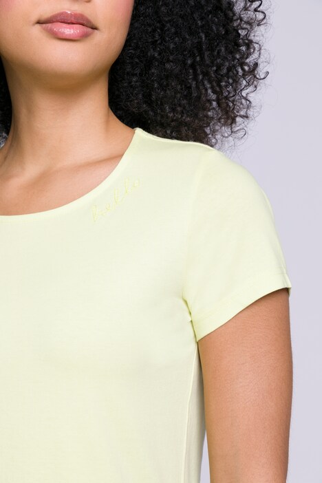 T-Shirt, HELLO-Stickerei, Rundhals, Halbarm