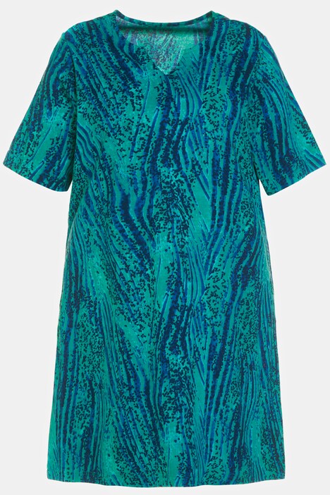 Maglia lunga con stampa con zebra, scollo a tunica e mezze maniche