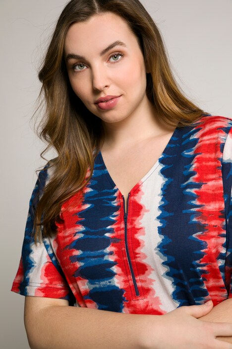 Nautical Zip Knit Short Sleeve Cotton Tunic