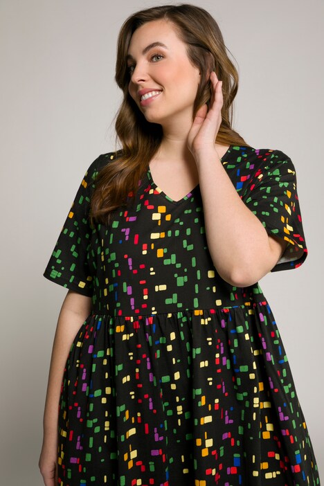 Graphic Print Empire Knit Dress