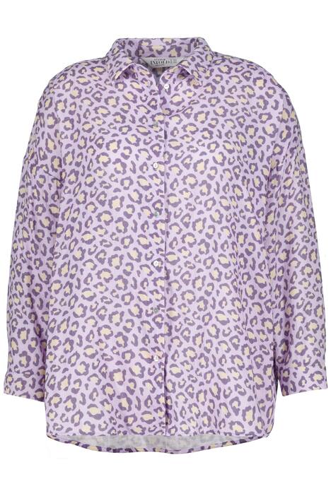 Oversize košile, barevný leopardí vzor, límeček, dlouhé rukávy