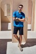 Overhemd van een linnenmix, korte mouwen, Cubaanse kraag, modern fit