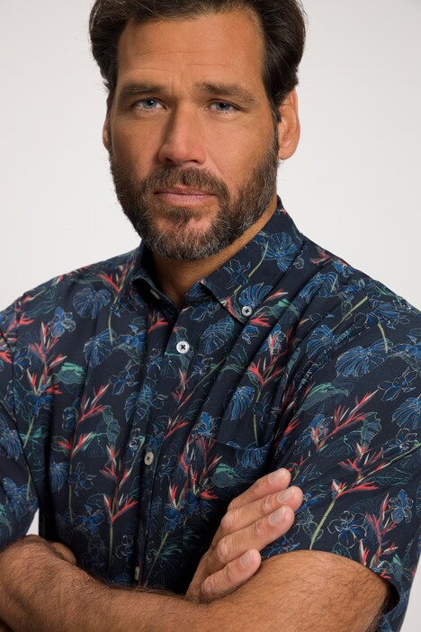 Hemd, Halbarm, Buttondown-Kragen, Modern Fit, floraler Print