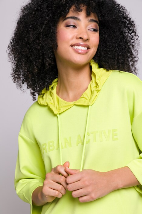Sweatshirt, Hoodie, Kapuze, kastige Form, weiter 3/4-Arm
