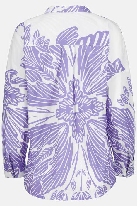 Bluse, Identity, Blüten, Oversized, Stehkragen, Langarm