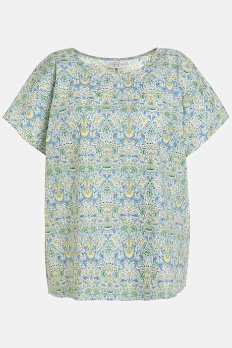 T-shirt chemisier, oversize, col rond, manches courtes, imprimé fleuri