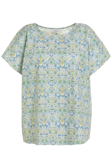 Halenkové tričko, oversize, kulatý výstřih, krátké rukávy, květovaný potisk