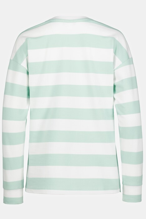 Sweatshirt, Blockstreifen, Stickerei, Rundhals, Langarm