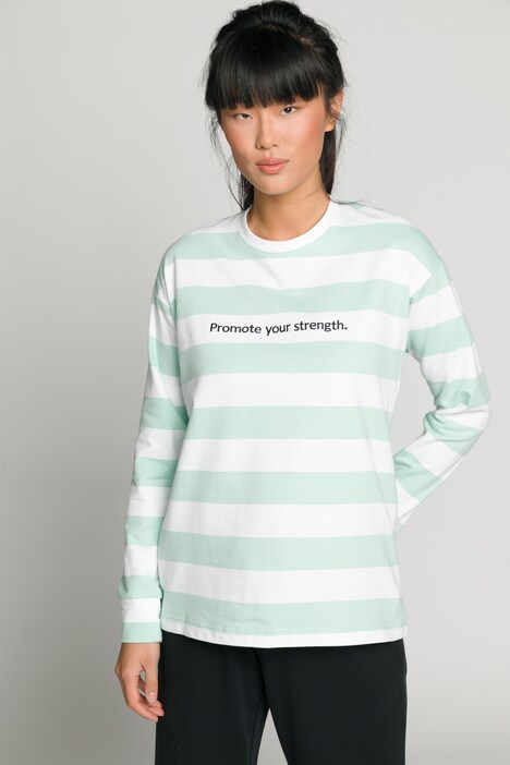 Sweatshirt, Blockstreifen, Stickerei, Rundhals, Langarm