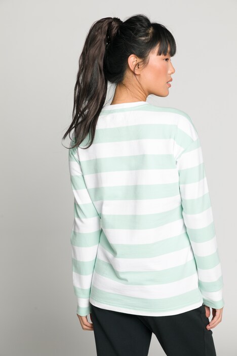 Sweatshirt, Blockstreifen, Stickerei, Rundhals, Langarm