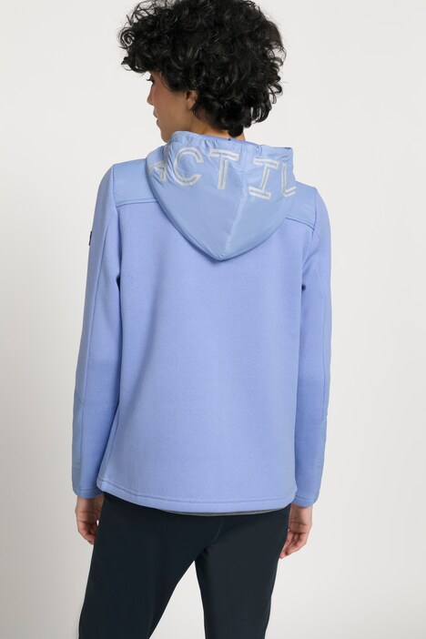 Strickfleece-Jacke, Patches, Kapuze, Zipptaschen