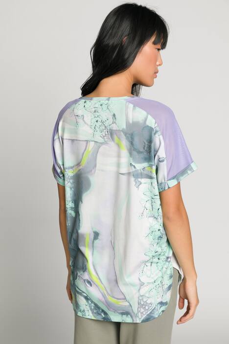 T-Shirt, bedruckt, Mesheinsätze, Rundhals, Halbarm