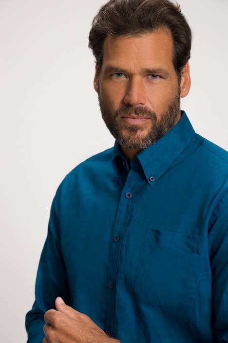 Leinenmixhemd, Langarm, Buttondown-Kragen, Modern Fit
