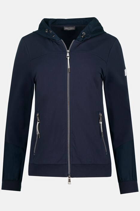 Sweatjacke, Mesh-Kapuze, 2-Wege-Zipper, Gummi-Patch