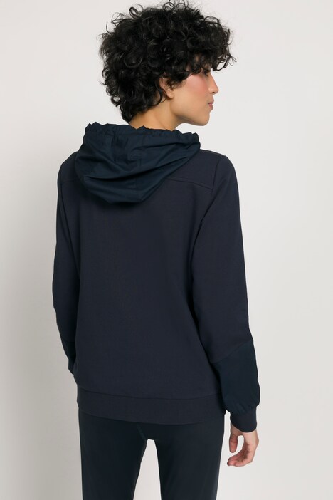Sweatjacke, Mesh-Kapuze, 2-Wege-Zipper, Gummi-Patch