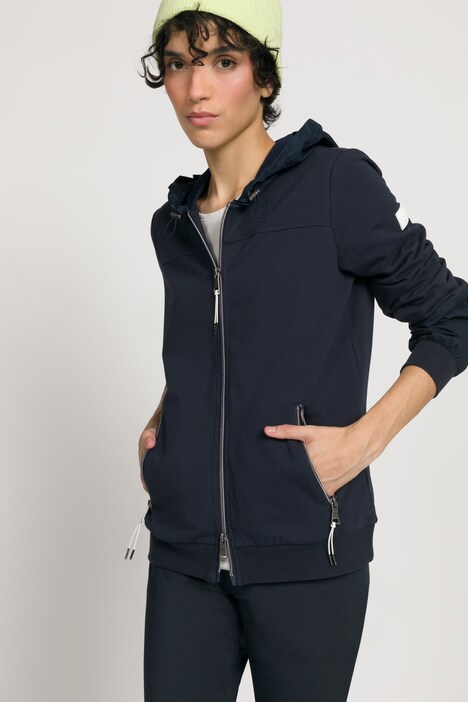 Sweatjacke, Mesh-Kapuze, 2-Wege-Zipper, Gummi-Patch