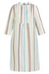 Lněné šaty, pruhy, A střih, stojáček, 3/4 rukávy