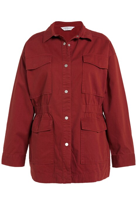 Utility bunda, oversize, kapsy s klopou, límeček, dlouhé rukávy