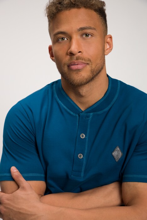 henley, shirt, knopenlijst, korte mouwen
