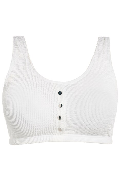 Bikiny top, ozdobná knoflíková léga, síťované košíčky, struktura