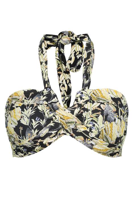 Bikiny top, vázání za krk, měkké košíčky, řasení